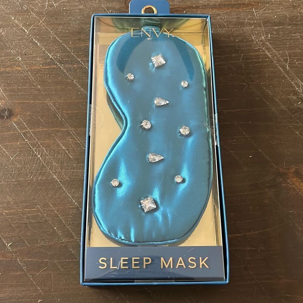 Envy. New in Box. Blue Jeweled Sleep Mask.‎ 100% Satin Charmeuse.